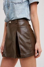Load image into Gallery viewer, Chocolate Faux Leather Skort