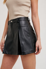 Load image into Gallery viewer, Black Faux Leather Skort