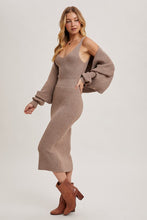Load image into Gallery viewer, Latte Midi Dress &amp; Knit Shrug Set
