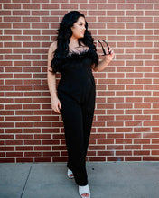 Load image into Gallery viewer, Classy Black Feather Jumpsuit
