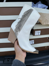 Load image into Gallery viewer, Dolly White Rhinestone Booties
