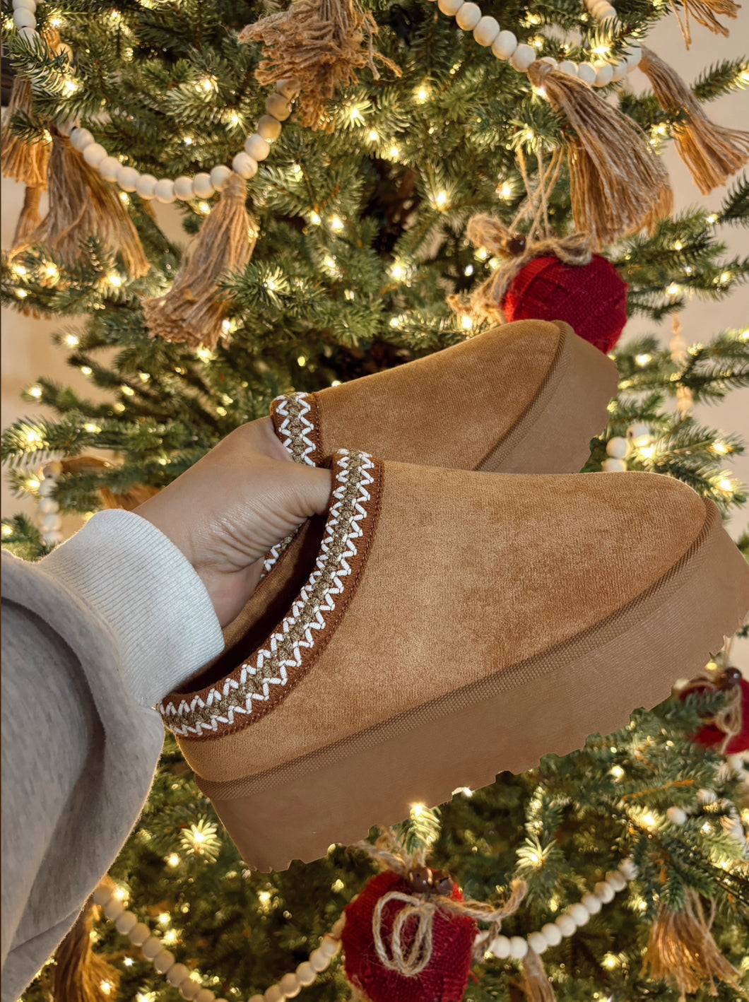 Tan Tazz Platform Slippers