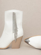 Load image into Gallery viewer, Dolly White Rhinestone Booties
