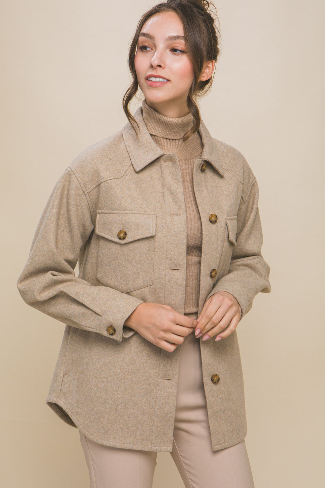 Oatmeal Fleece Oversized Shacket
