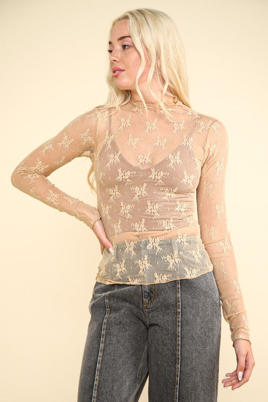 Sheer Lace Layering Top