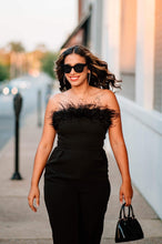 Load image into Gallery viewer, Classy Black Feather Jumpsuit
