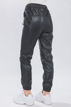 Load image into Gallery viewer, Jet Black Faux Leather Jogger Pants
