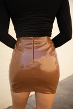 Load image into Gallery viewer, Caramel Faux Leather Mini Skirt
